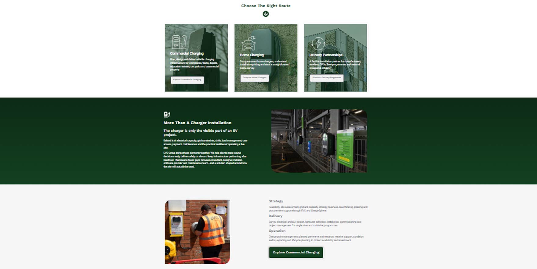 EVC Group commercial EV charging website
