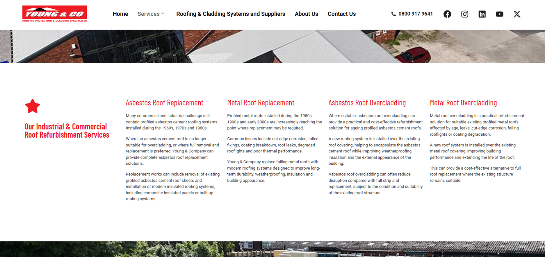 Young and Co commercial roofing website